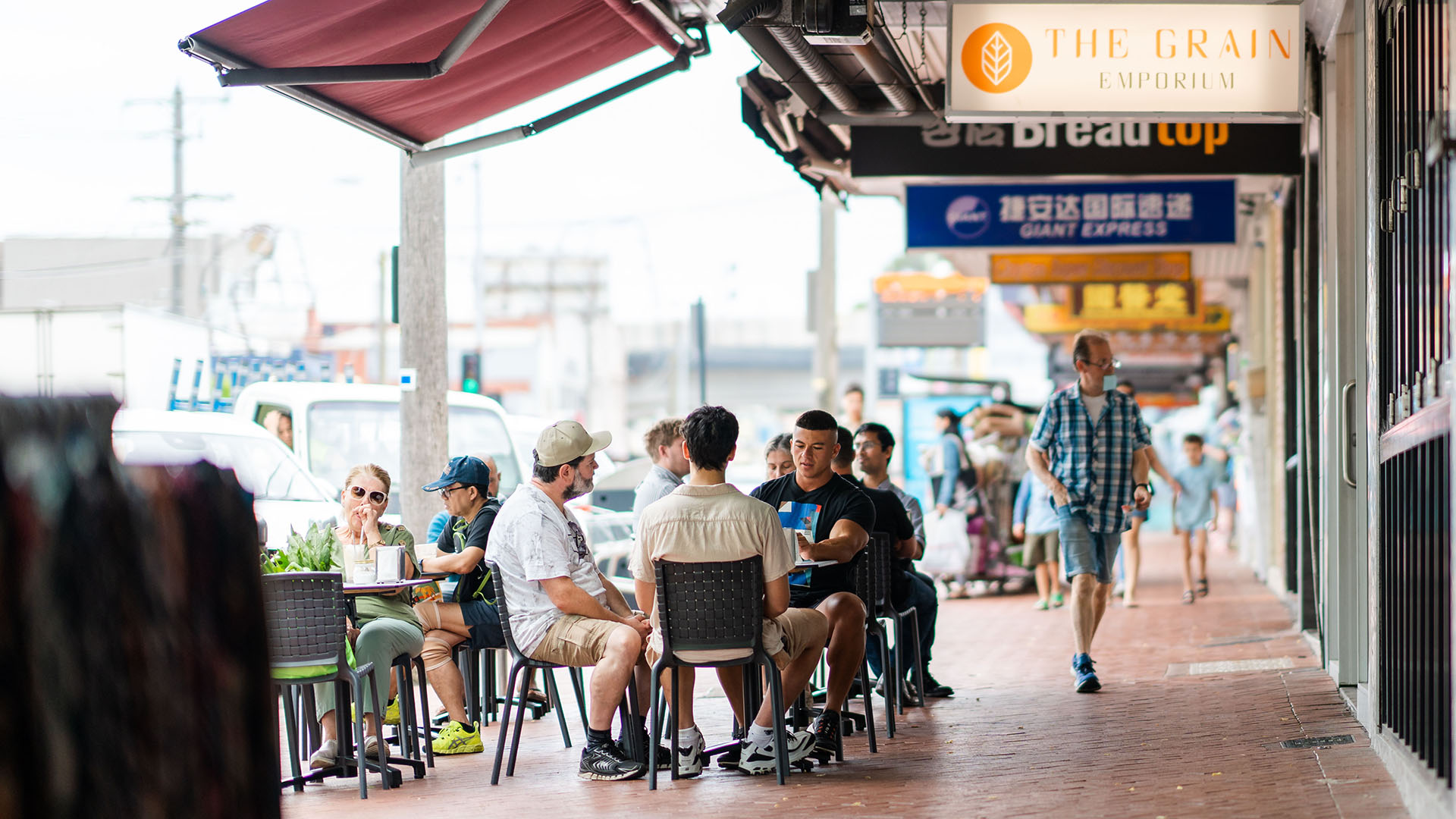 Diners on Clayton Road, Clayton, Victoria, Australia.