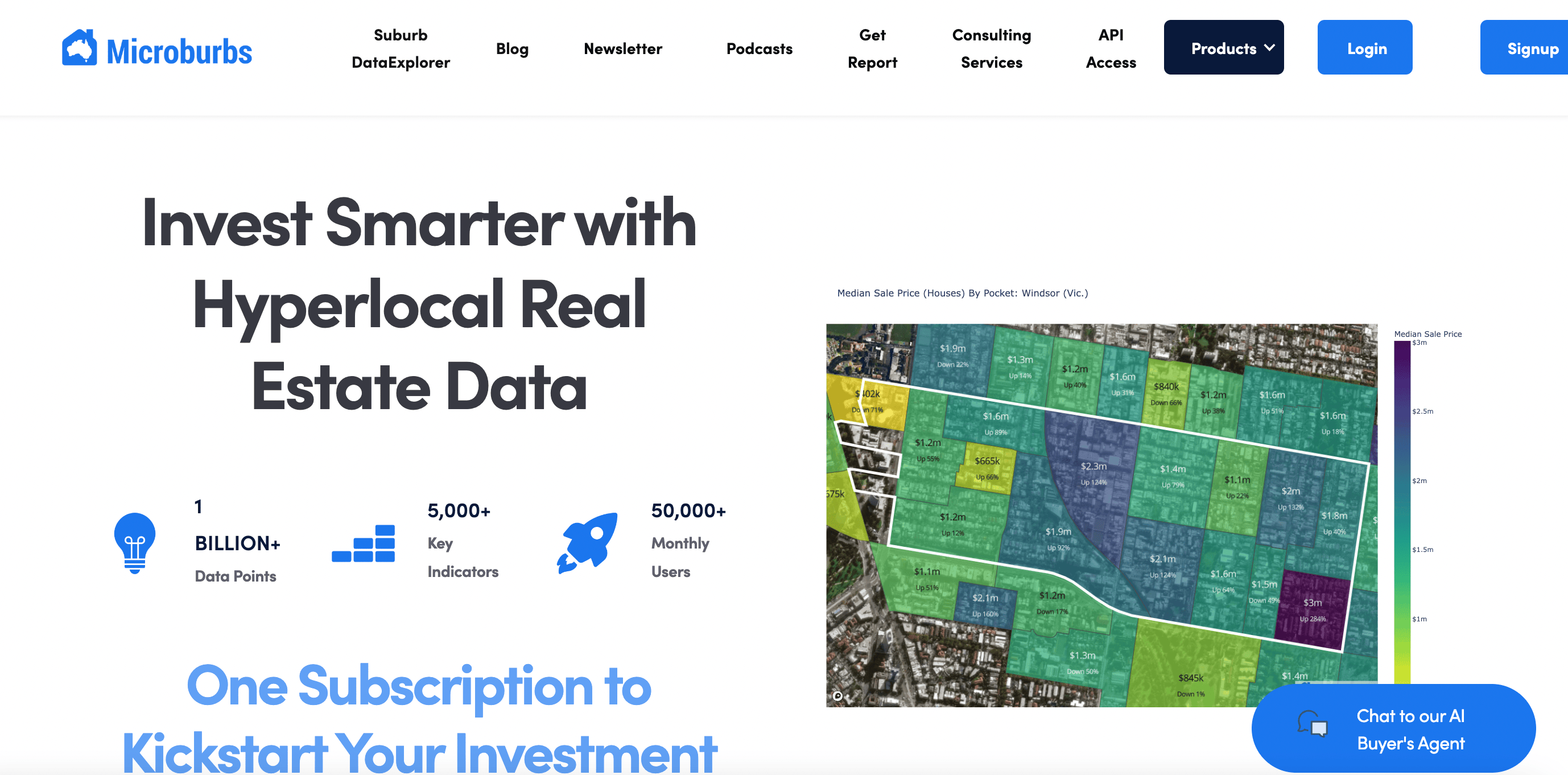 Screenshot of Microburbs platform.