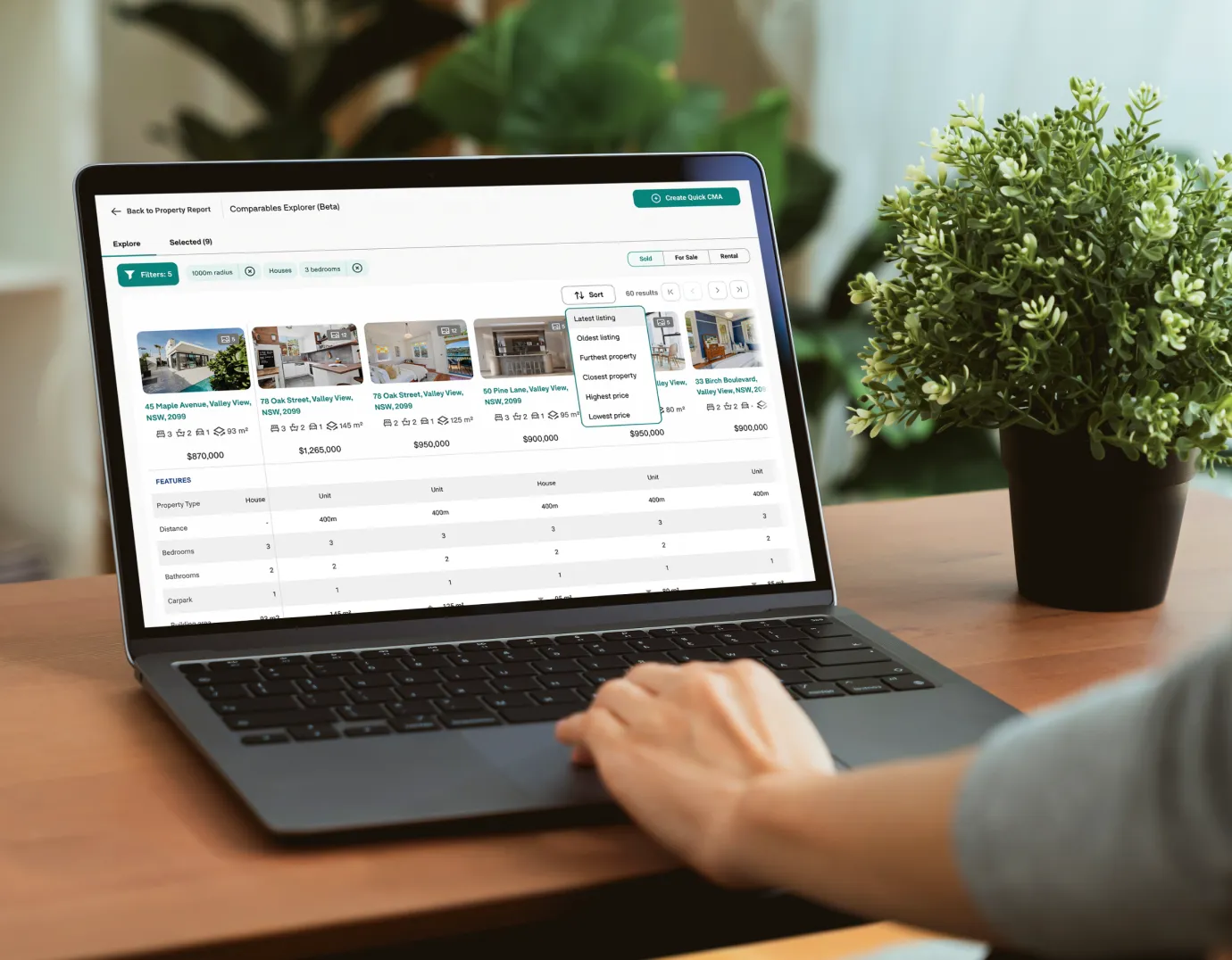 Screenshot of PriceFinder platform.